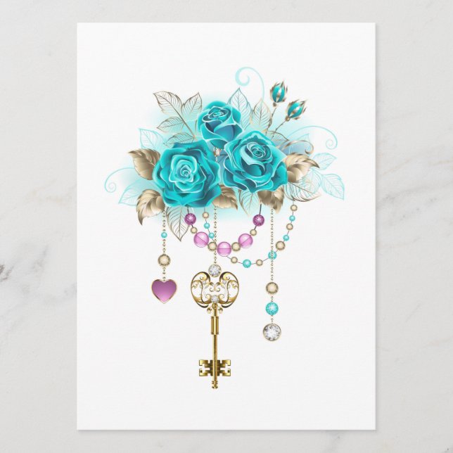 Menú Turquoise Roses with Keys (Anverso)