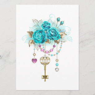 Menú Turquoise Roses with Keys