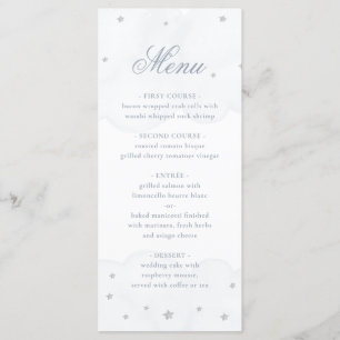 Menú Twinkle Little Star Blue Gray Elegant Baby Shower