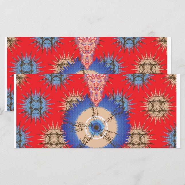 Menú un diseño de fondo rojo con un círculo azul (Anverso / Reverso)