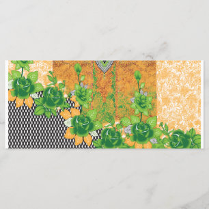 Menú un diseño de un colgante de pared verde y amarillo