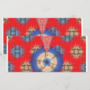 Menú un diseño de un fondo rojo con un círculo azul