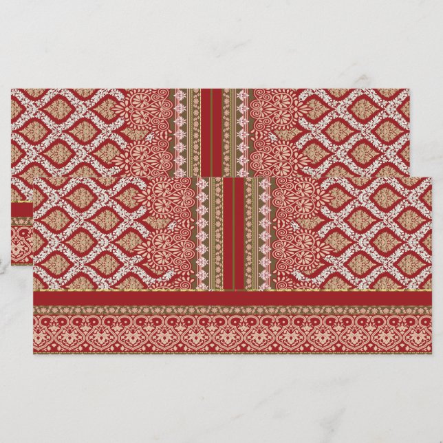 Menú un diseño de un patrón rojo y beige (Anverso / Reverso)
