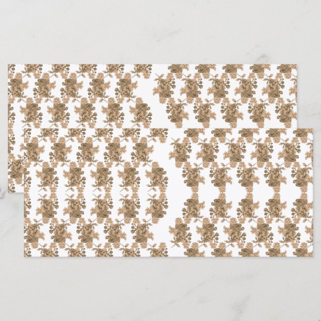 Menú un fondo blanco con flores marrones en él (Anverso / Reverso)