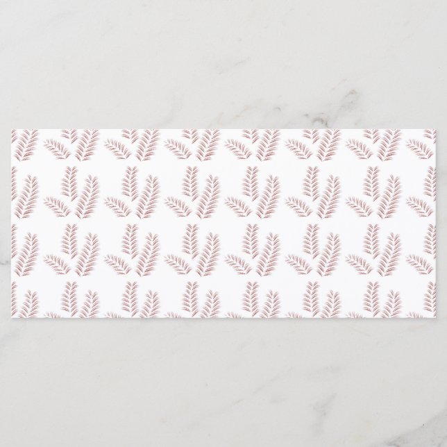 Menú un fondo blanco con hojas rosadas en él (Anverso)