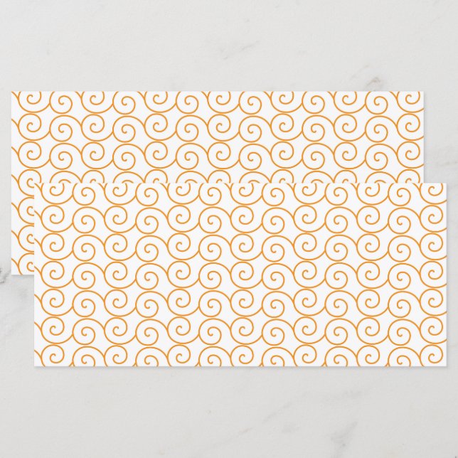Menú un fondo naranja y blanco con remolinos (Anverso / Reverso)