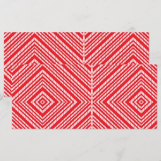 Menú un fondo rojo y blanco con un patrón de diamante (Anverso / Reverso)