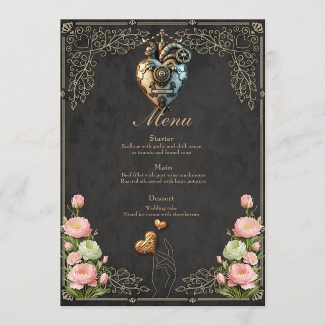 Menú Un impresionante corazón de vapor (Anverso)