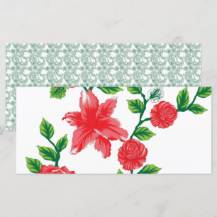 Menú un montón de flores rojas sobre un fondo blanco
