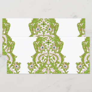 Menú un papel pintado verde y blanco con diseños orname