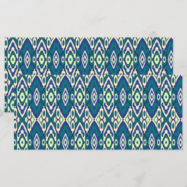 Menú un patrón azul y verde con un fondo blanco (Anverso / Reverso)