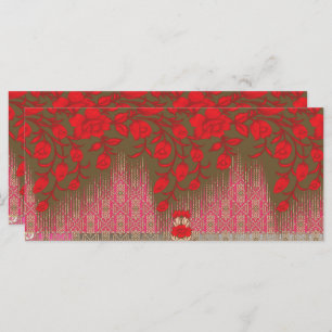 Menú un patrón cruzado con flores y vides rojas