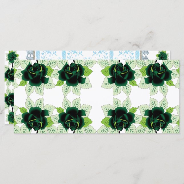 Menú un ramo de flores verdes sobre un fondo blanco (Anverso / Reverso)