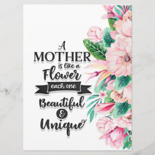 Menú Una madre es como un regalo de flores, un regalo d