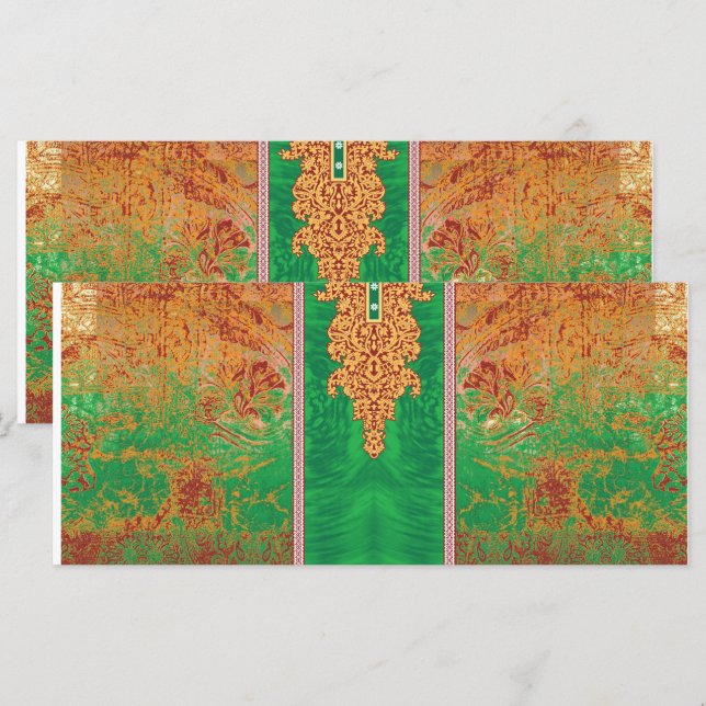 Menú una pintura de un campo verde con un borde naranja (Anverso / Reverso)