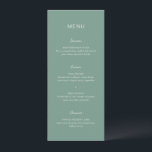 Menú Una simple boda elegante verde silenciada<br><div class="desc">Menú boda moderno con un diseño sencillo que combina una fuente sans serif contemporánea,  un guión elegante para escritura a mano y una letra cursiva.</div>