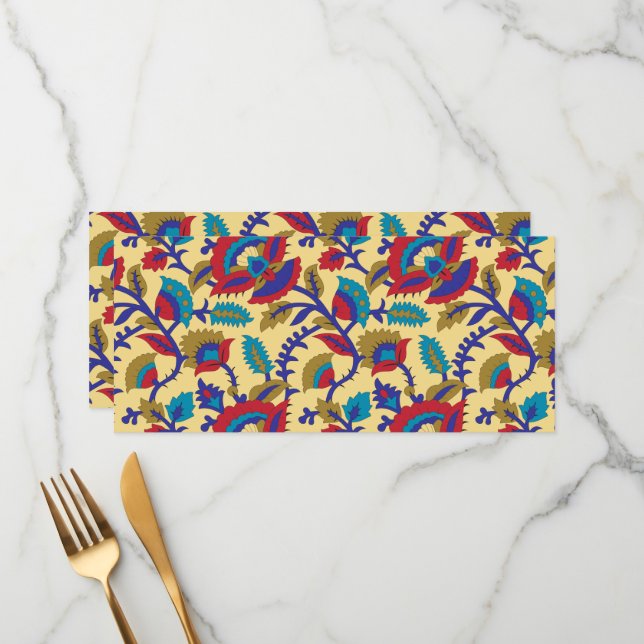 Menú Una vibrante obra de arte textil con un rojo atrev (Anverso/Reverso In Situ)