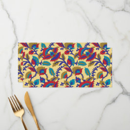 Menú Una vibrante obra de arte textil con un rojo atrev