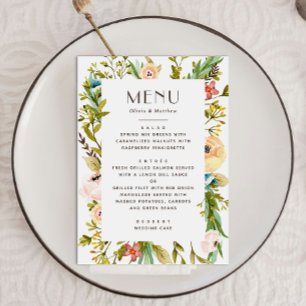 Menú Vegetación acuática floral verano boda rústico