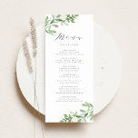 Menú Vegetación acuática y Boda de flores blancas<br><div class="desc">Eleva tu evento con nuestra carta de personalizable, muy bien diseñada con delicada vegetación acuática y flores blandas. Esta elegante carta de menú presenta un diseño frontal de inspiración natural, mientras que la parte trasera muestra un patrón de correspondencias para un aspecto cohesivo. Esta carta de vegetación es perfecta para...</div>