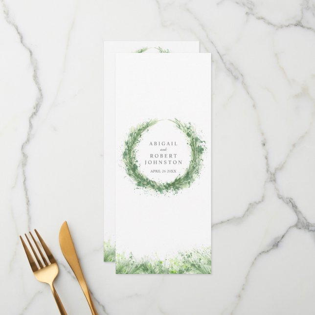 Menú Vegetación flor acuarela arte sage verde (Anverso/Reverso In Situ)