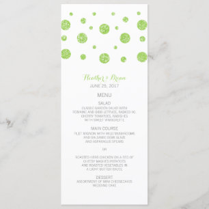 Menú verde de la boda del confeti del purpurina