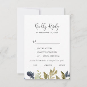 Menú Verde de otoño Tarjeta RSVP de elección