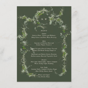 Menú Verde enmarcado Monograma Eucalyptus Boda Verde