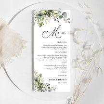 Menú Verde Eucalyptus Floral Bridal Shower