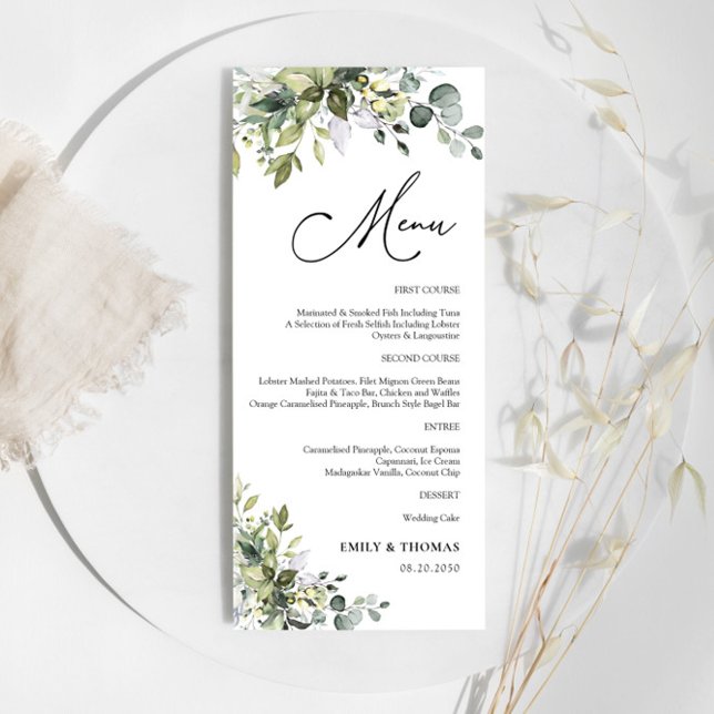 Menú Verde Eucalyptus Floral Bridal Shower (Subido por el creador)