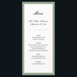 Menú Verde sabio y oro | Boda de guiones<br><div class="desc">Esta elegante carta de menú boda ofrece un fondo blanco limpio acentuado con un borde verde sabio y dorado. El color verde sabio se puede cambiar eligiendo personalizar.</div>