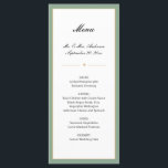 Menú Verde sabio y oro | Boda de guiones<br><div class="desc">Esta elegante carta de menú boda ofrece un fondo blanco limpio acentuado con un borde verde sabio y dorado. El color verde sabio se puede cambiar eligiendo personalizar.</div>
