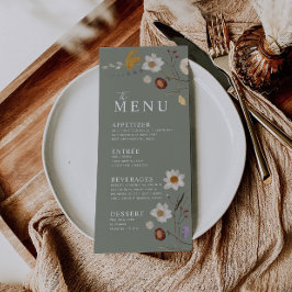 Menú Verde Salvia Boho Flor Silvestre