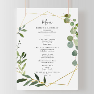 Menú Verde tropical geométrico deja cena española