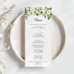 Menú Verdor Cena de caligrafía floral de otoño blanca<br><div class="desc">La carta de la cena es un auténtico boda rústico. El diseño presenta elegantes peonías blancas acuarelas con follaje verde. Este menú se puede utilizar para la recepción de bodas,  la cena de ensayo,  la ducha de novia o cualquier otro evento.</div>