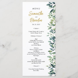 Menú Verdor elegante hojas botánicas Boda