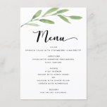 Menú Verdor Rústico Sencillo Elegante Boda de acuarela<br><div class="desc">Rústica rama de la vegetación y hojas Watercolor Primavera Boda cena,  brunch o menú de almuerzo - incluye una hermosa y elegante tipografía de escritura con moderna hoja botánica y rama de árbol para la celebración especial del Día de la Boda.</div>