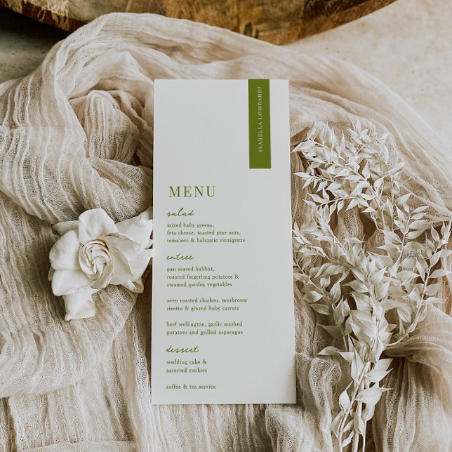 Menú VERONA Modern Moss Boda Place Card (Subido por el creador)