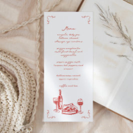 Menú Vino Funky Pizza Escrito A Mano Ilustrado