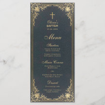 Vintage Baptism Boy Blue Gold Eleggraphy