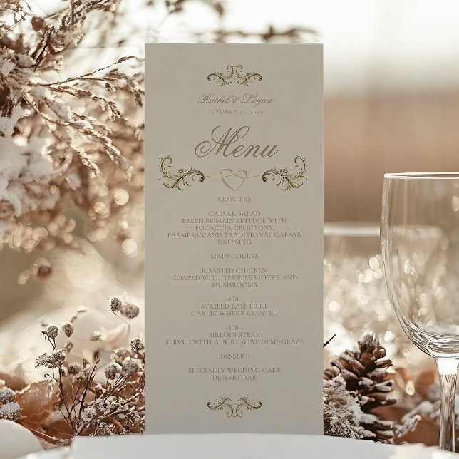Menú Vintage Baroque Gold Elegant Wedding (Subido por el creador)