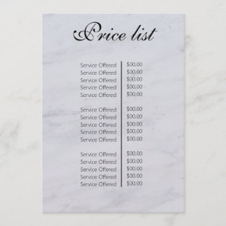Menú Vintage Beauty Salon Price List