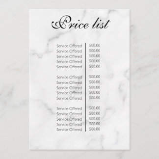 Menú Vintage Beauty Salon Price List