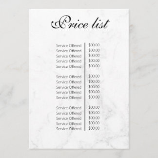 Menú Vintage Beauty Salon Price List