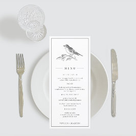 Menú Vintage Bird Black And White Boda