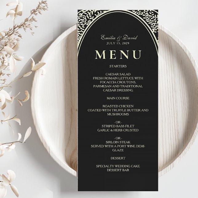 Menú Vintage Black and Gold Boda Dinner (Subido por el creador)