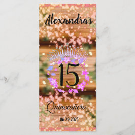 Menú Vintage Boho Rosa Rústico del Oro Quinceañera Espa