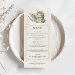Menú Vintage Elegant Tea Fiesta Bridal Shower<br><div class="desc">Elegante y vintage Tea Fiesta Bridal Shower Menú Transportar a sus huéspedes a una época de elegancia intemporal con esta elegante y vintage ducha de novias Fiesta de té. Esta invitación, adornada con delicados motivos florales y una tipografía ornamentada, prepara el terreno para un asunto sofisticado. Diseñado con atención a...</div>