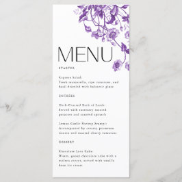 Menú Vintage French Toile Floral Purple Bridal Shower