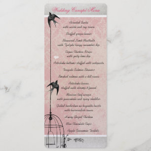 Menú Vintage Pink Damask Bird Cage Save the Date